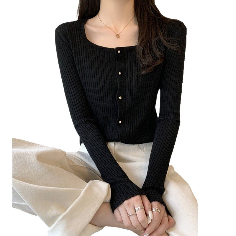 Cardigan pour femmes à manches longues avec col rond et motif côtelé texturé Chic und Stil