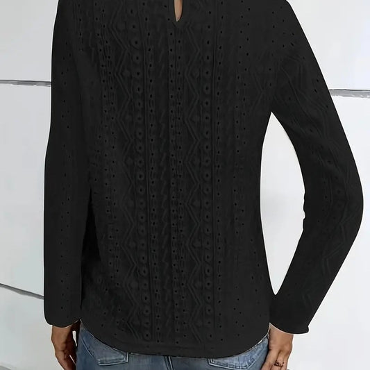 Blouse élégante pour femmes avec des inserts en dentelle et un motif de trous détaillé Chic und Stil