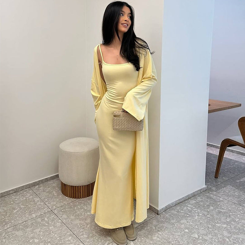 Dame Robe fourreau longue avec kimono ouvert Chic und Stil