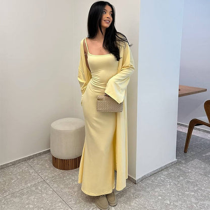 Dame Robe fourreau longue avec kimono ouvert Chic und Stil