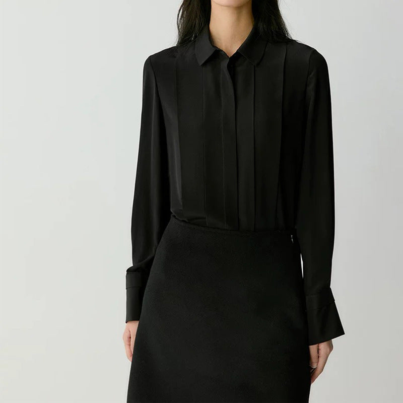 Blouse élégante plissée à boutons pour femmes Chic und Stil