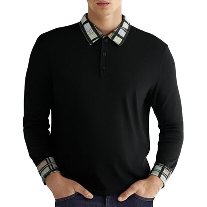 Chemise polo à manches longues pour hommes avec col à carreaux et tissu élastique Chic und Stil