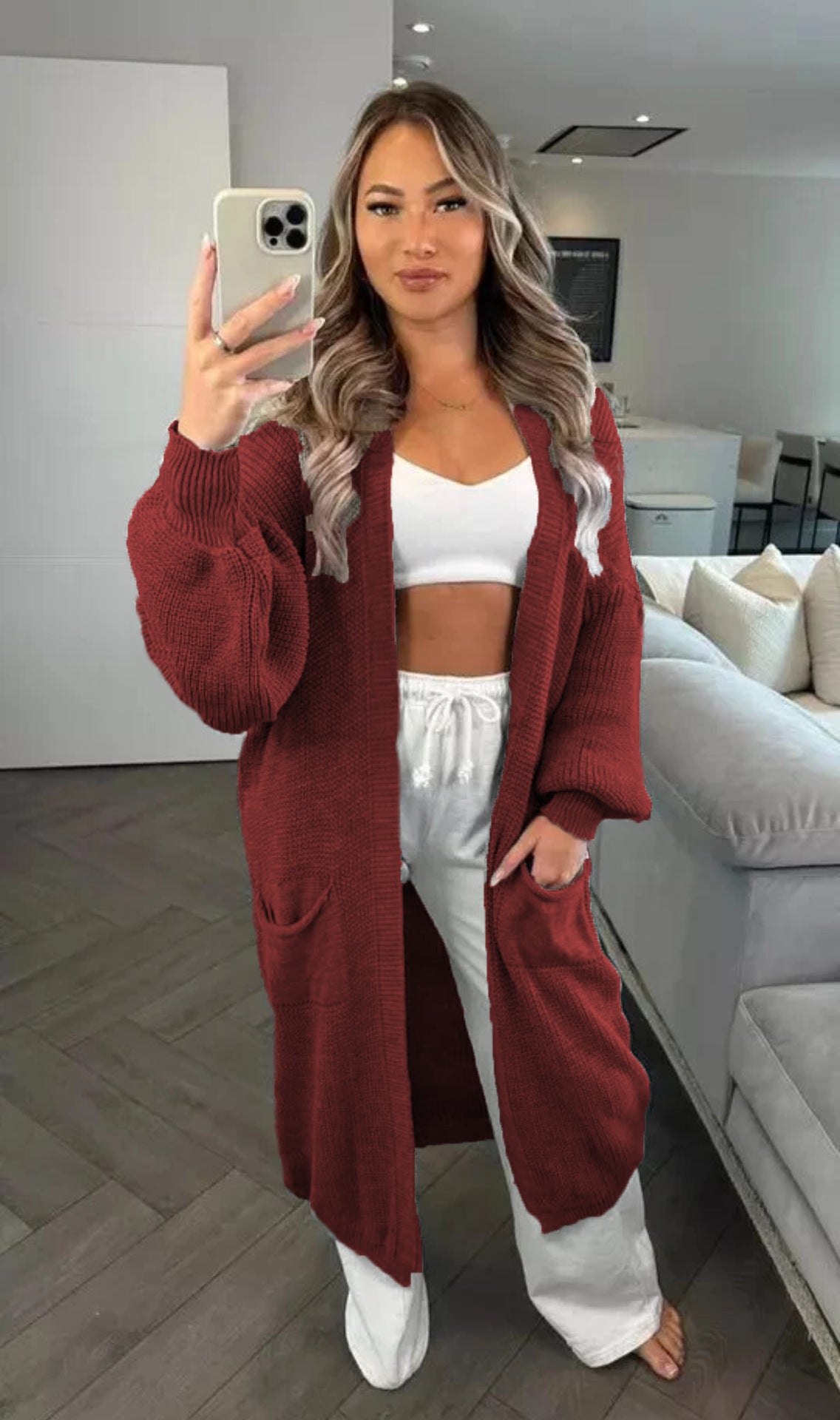 Cardigan en grosse maille pour femmes au style oversized décontracté avec poches pratiques Chic und Still