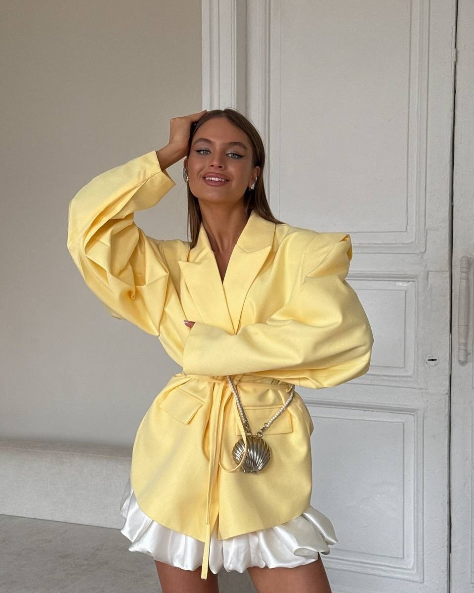 Blazer oversize pour femmes avec ceinture à nouer et poches pratiques Chic und Stil