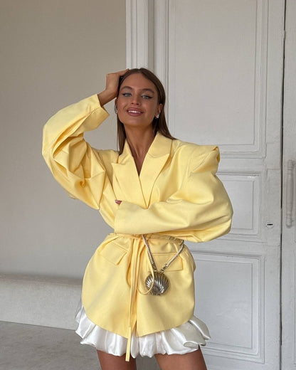 Blazer oversize pour femmes avec ceinture à nouer et poches pratiques Chic und Stil