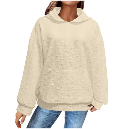 Pull à capuche pour femmes avec motif de cœur texturé Chic und Stil