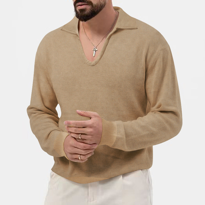 Pull pour homme à col en V tendance en matière tricot respirante Chic und Stil