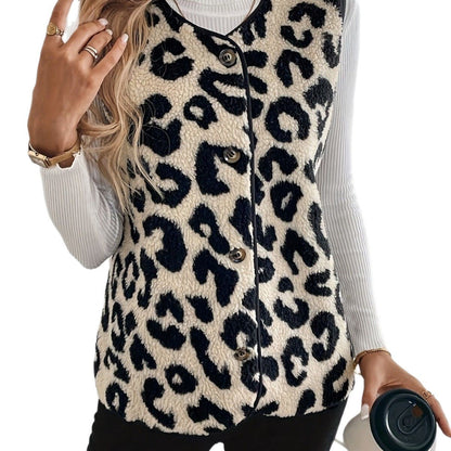 Dames Douillette Gilet en Fleece Leo Chic und Stil