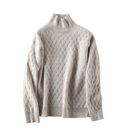 Dames Chunky Tricot Col Roulé Pull Chic und Stil