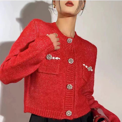 Dames élégante cardigan avec un design de boutons discret et poches Chic und Stil