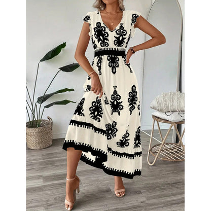 Robe maxi à décolleté en V brodée pour femmes Chic und Stil