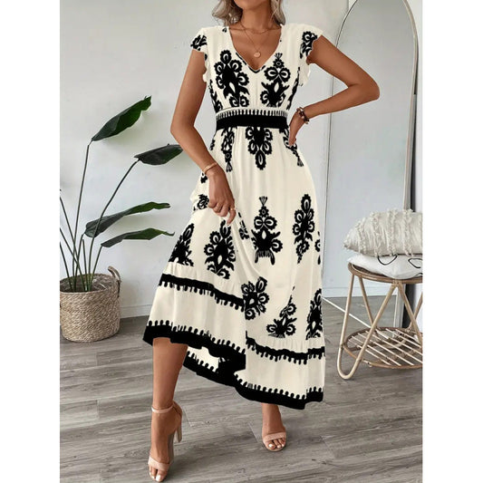Robe maxi à décolleté en V brodée pour femmes Chic und Stil
