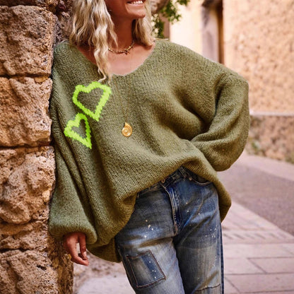 Pull-over oversized décontracté pour femmes avec applications en forme de cœur Chic und Stil