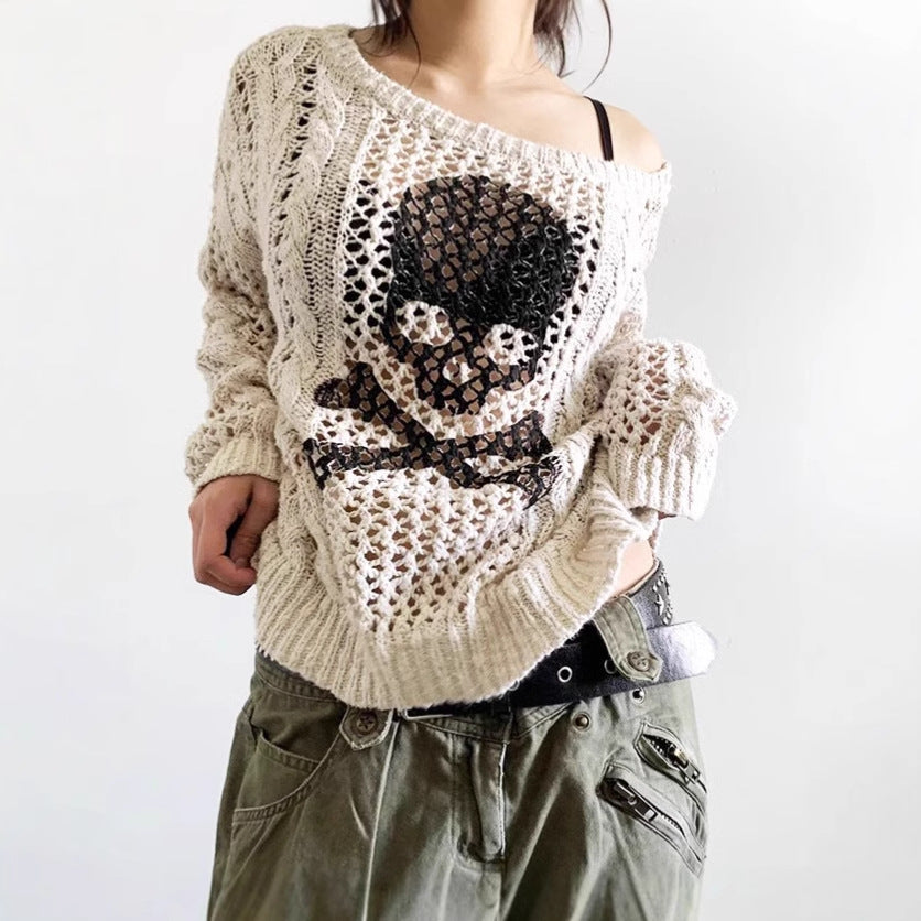 Pull en tricot épais pour femmes avec motif squelette Chic und Stil