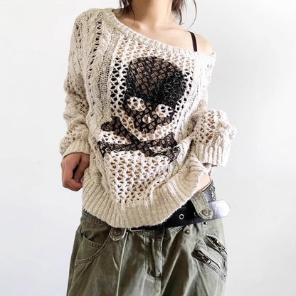Pull en tricot épais pour femmes avec motif squelette Chic und Stil