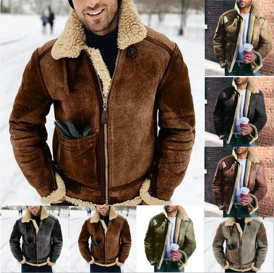 Veste en cuir pour hommes avec doublure chaude et poches pratiques Chic und Stil
