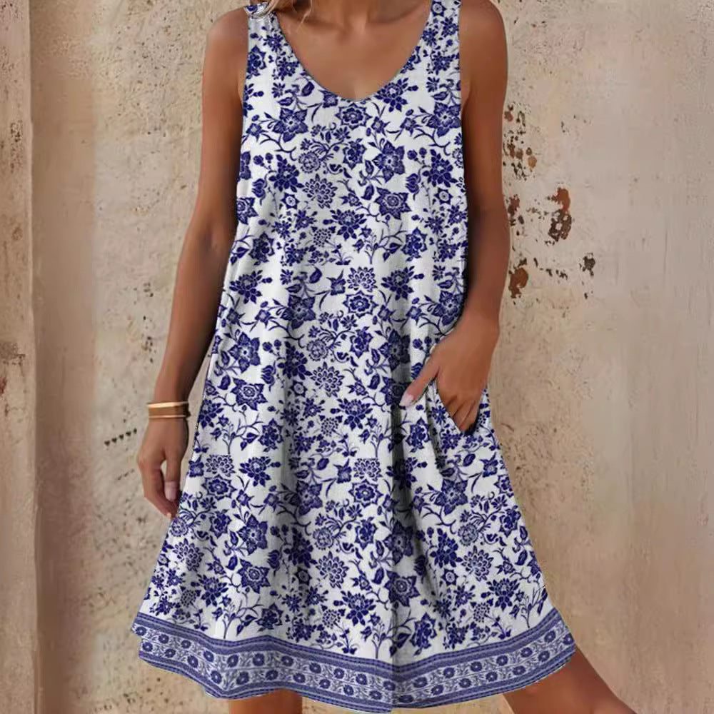 Robe de loisirs pour femmes avec motif floral et poches latérales pratiques Chic und Stil