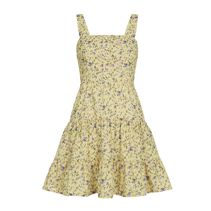 Robe d'été A-line florale pour femmes avec ourlet à volants et bretelles spaghetti Chic und Stil