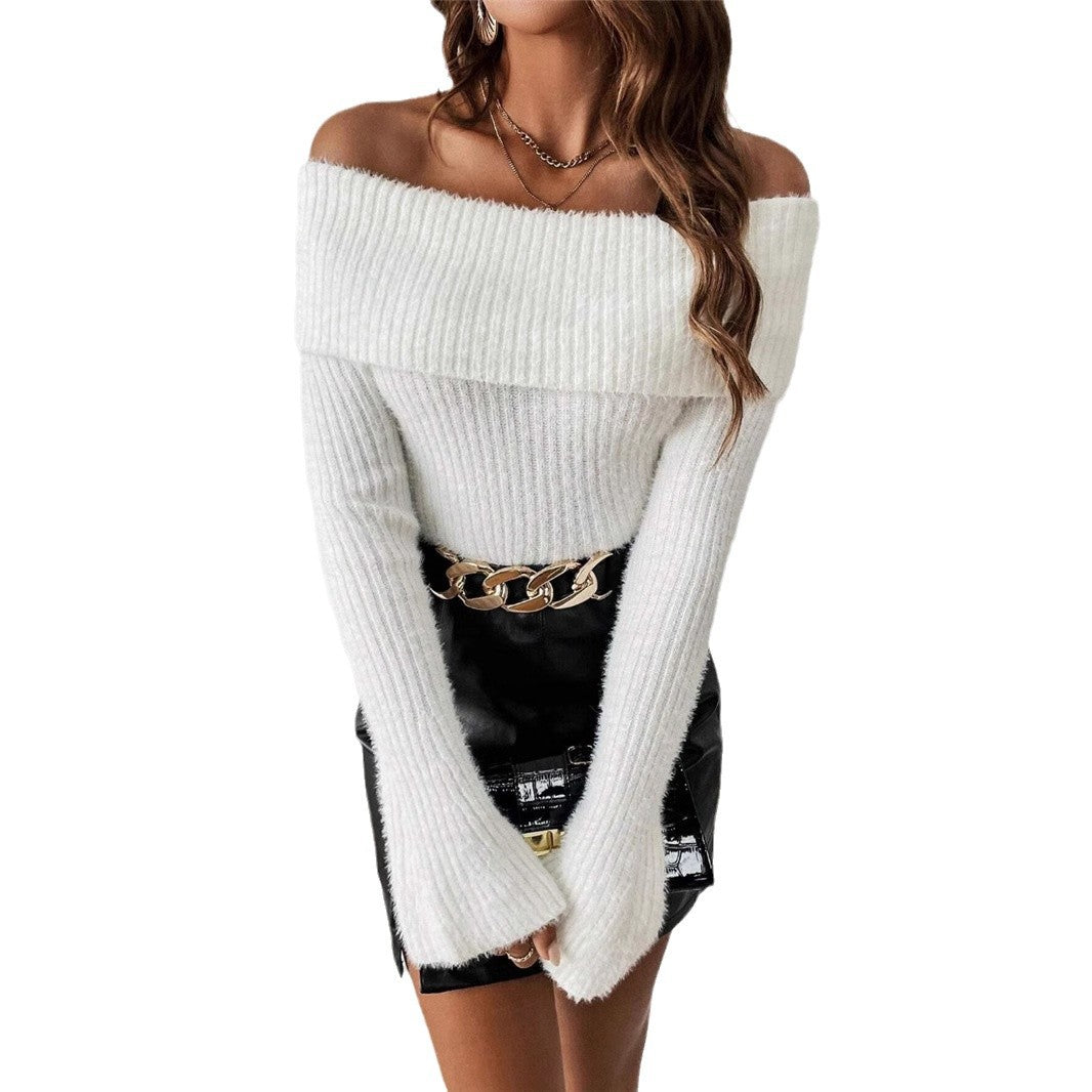 Femmes Pull en tricot Off-Shoulder Chic und Stil