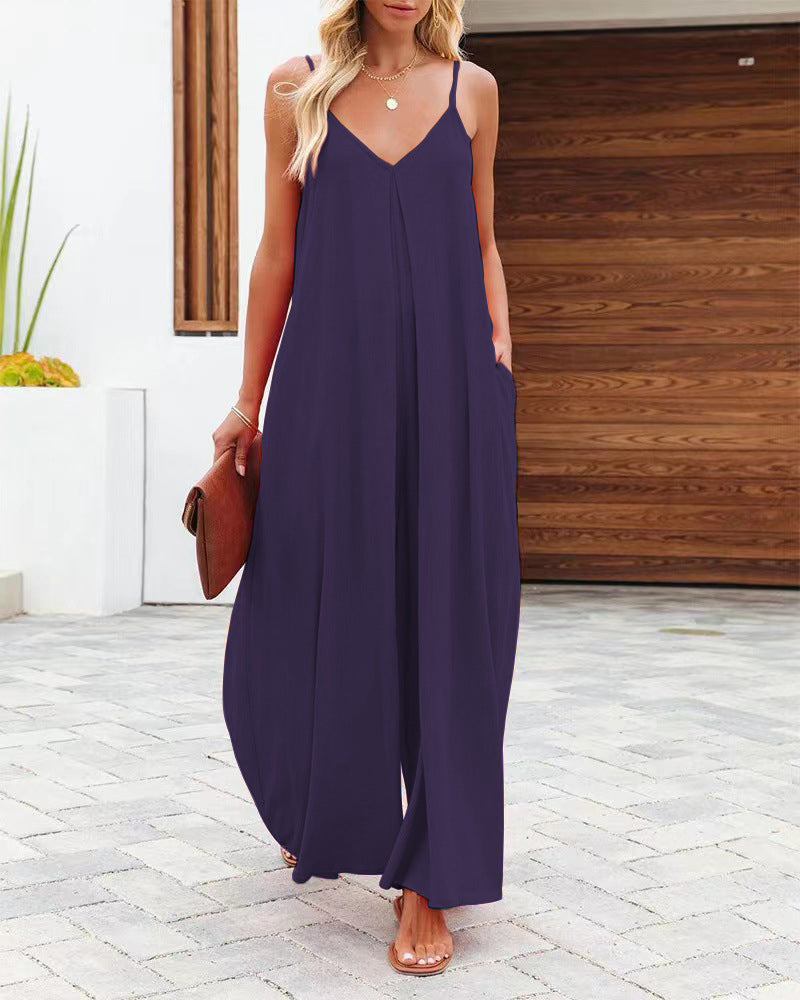 Robe maxi femme avec bretelles réglables et poches latérales Chic und Stil