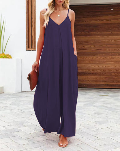 Robe maxi femme avec bretelles réglables et poches latérales Chic und Stil