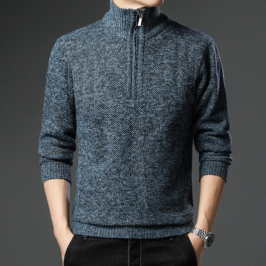 Pull homme à la mode avec fermeture éclair mi-haute et design structuré Chic und Stil