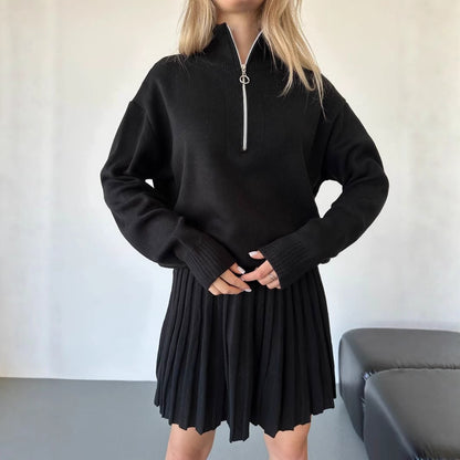 Pull court en maille à fermeture éclair pour femmes Chic und Stil