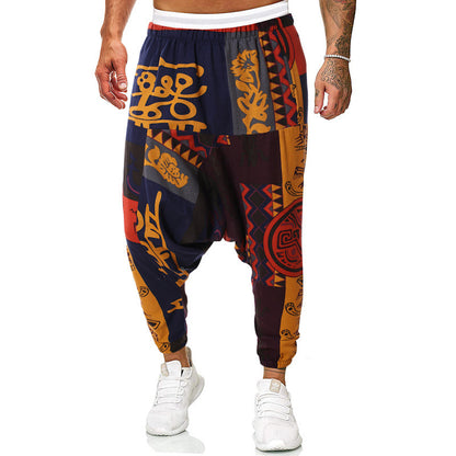 Harem pants for men with unique fancy pattern and elastic waist Chic and Style