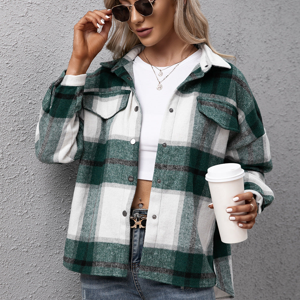 Chemise surchemise à carreaux pour femmes coupe décontractée Chic und Stil