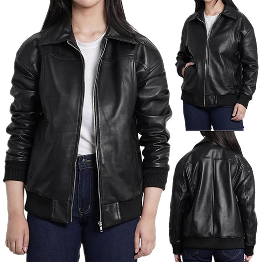 Veste en cuir élégante pour femmes avec coupe décontractée et poches pratiques Chic und Stil