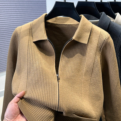 Pull femme avec fermeture éclair texturée et col classique Chic und Stil