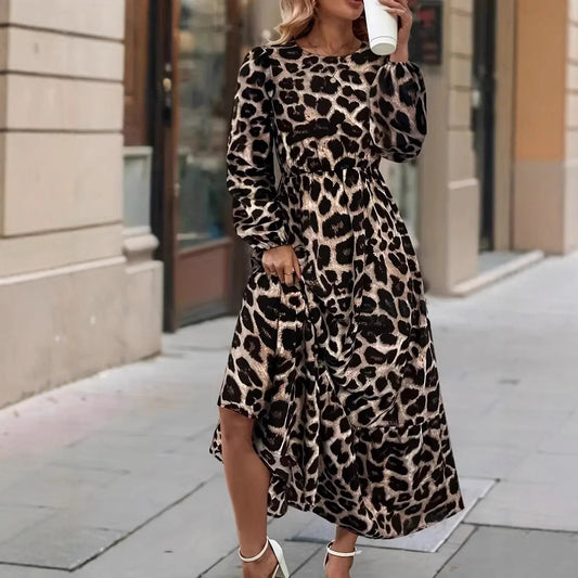 Robe maxi pour femme avec motif léopard moderne Chic und Stil