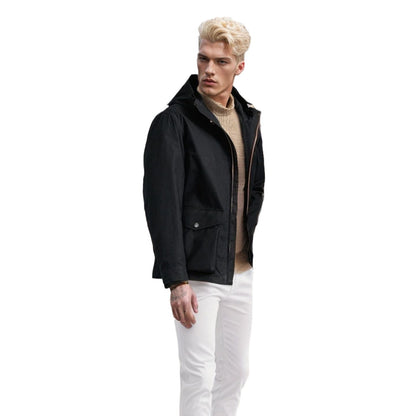 Functional transition jacket for men with adjustable hood collar Chic and Style
