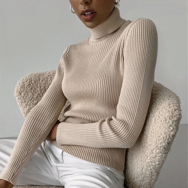 Pull à col roulé pour femmes en fin tricot côtelé Chic und Stil
