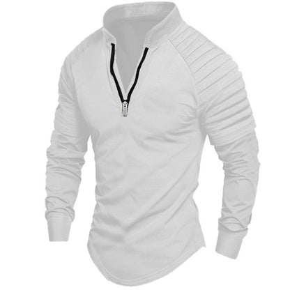 Chemise de sport à manches longues pour homme avec col montant et fermeture éclair Chic und Stil