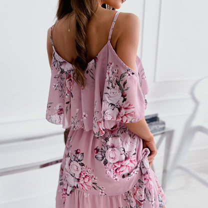 Robe Off-Shoulder à Volants Fleurie Chic und Stil