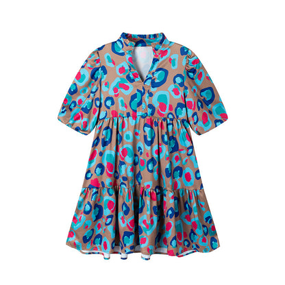 Robe courte à volants fluide pour femmes avec imprimé coloré Chic und Stil