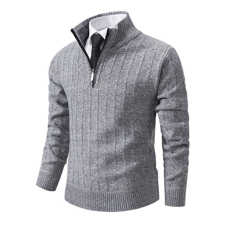 Hommes pull en tricot élégant avec demi-fermeture éclair Chic und Stil