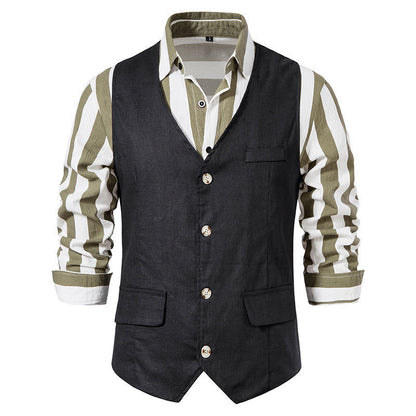 Formal vests for men with trendy striped pattern and practical pockets Chic and Style