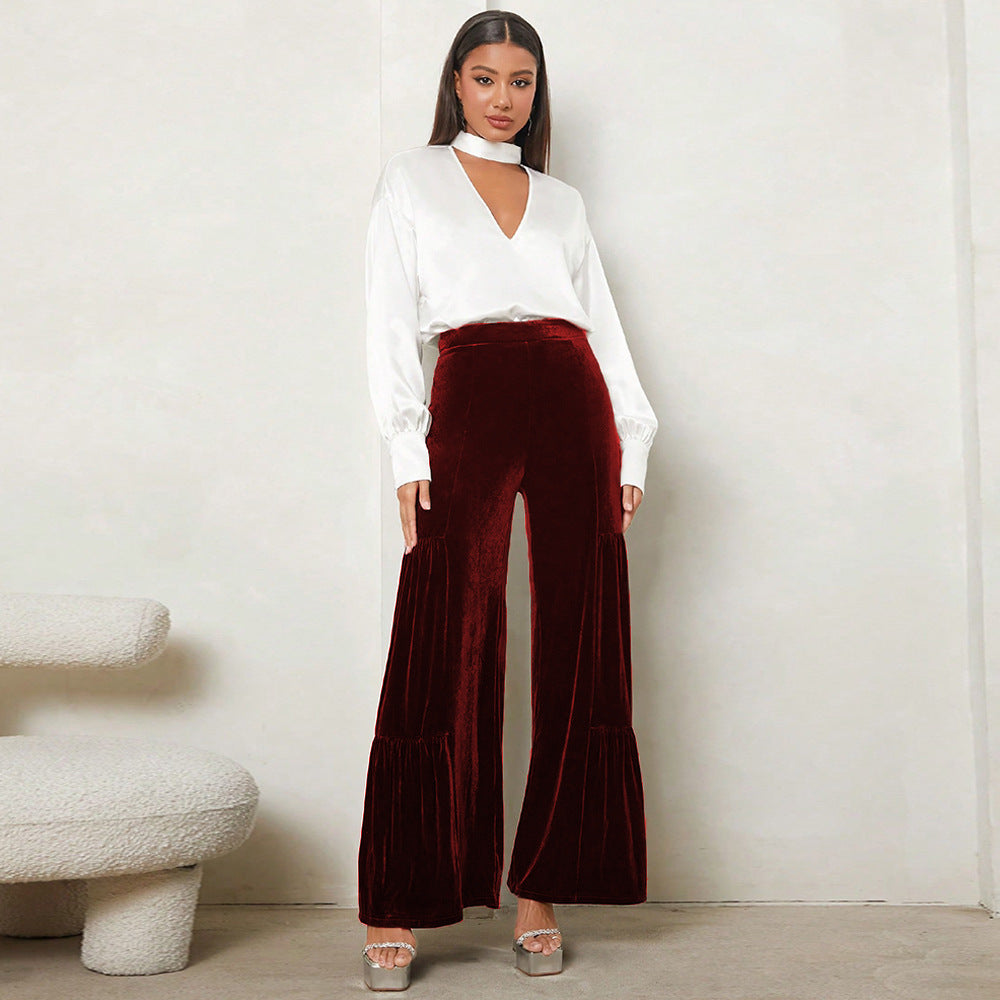 Loose plush pants for women with pleats and high waist Chic and Style