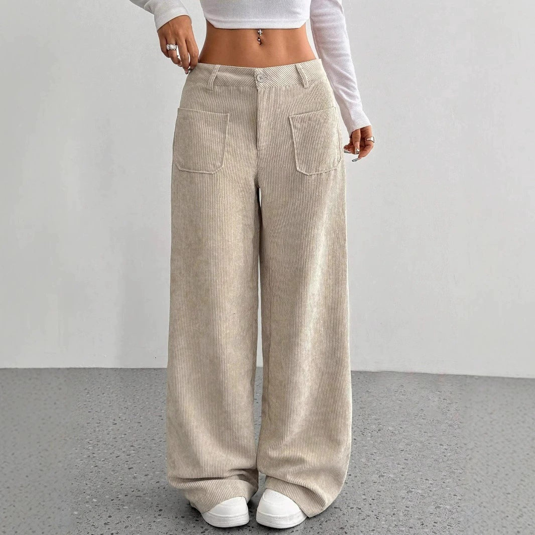 Wide corduroy pants for women with pockets Chic and Style