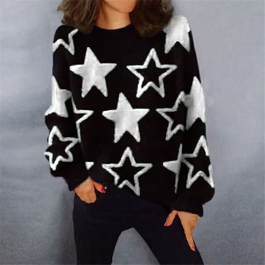 Dames Pull en tricot confortable avec motif étoilé et coupe décontractée Chic und Stil