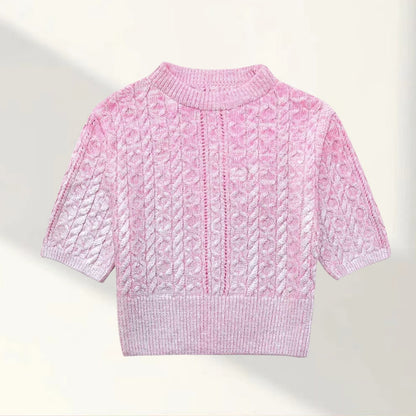 Pull en laine court pour femmes avec motif torsadé raffiné et coupe décontractée Chic und Stil