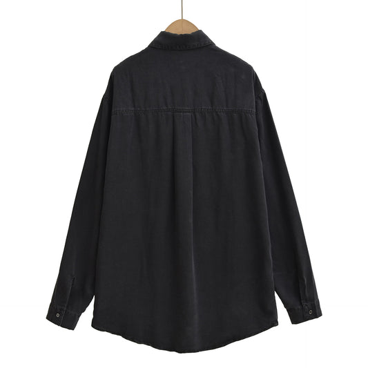 Blouse décontractée à manches longues pour femmes avec poche poitrine pratique et col classique Chic und Stil