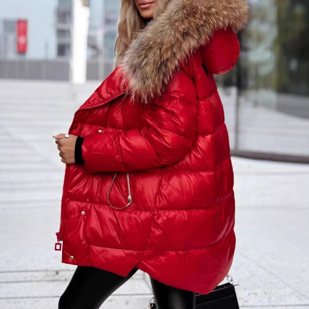 Dames doudoune d'hiver avec capuche amovible et col en fourrure luxueuse Chic und Stil