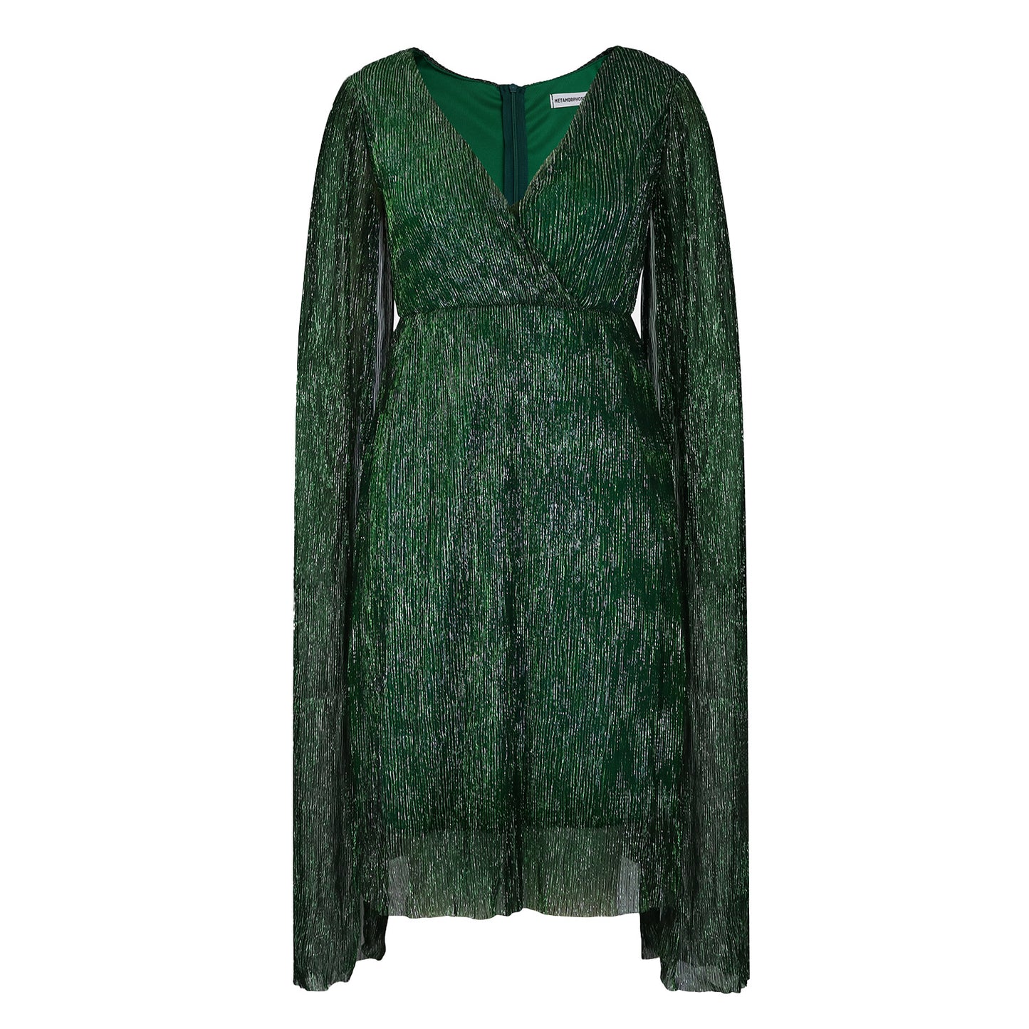 Dames Élégante robe portefeuille avec des manches transparentes longues et effet scintillant Chic und Stil