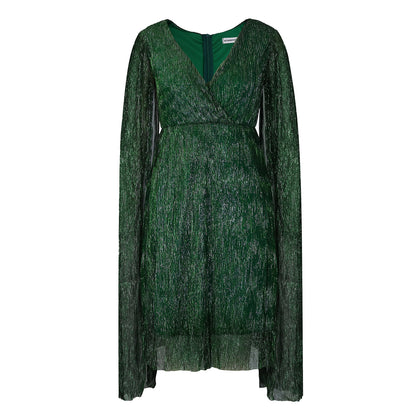 Dames Élégante robe portefeuille avec des manches transparentes longues et effet scintillant Chic und Stil