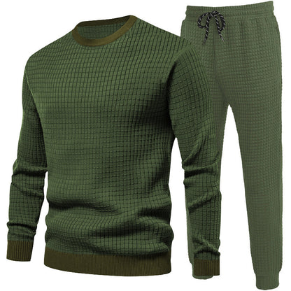 Chic and stylish textured design men's top and jogger pants set