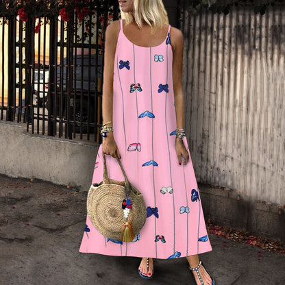 Robe maxi florale pour femmes avec des bretelles spaghetti Chic und Stil