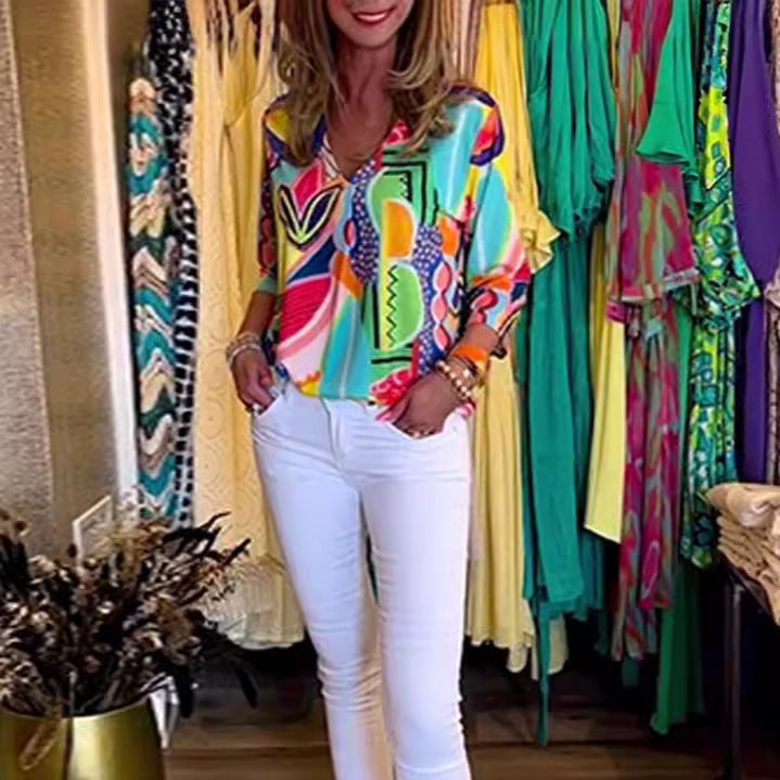 Blouse pour femmes avec imprimé coloré et coupe décontractée Chic und Stil